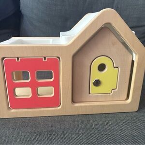 Lovevery Wooden Toy House with Red and Yellow Accents